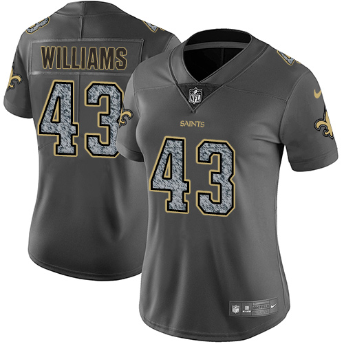 Nike Saints #43 Marcus Williams Gray Static Women's Stitched NFL Vapor Untouchable Limited Jersey - Click Image to Close